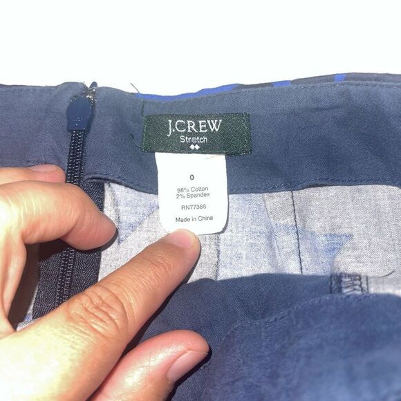 J. Crew Factory Navy & Cerulean Damask Mini Skirt‎ - Size 0 - Picture 5 of 9
